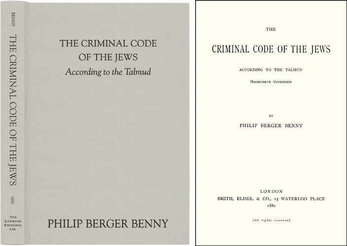 Talmud Codes The Criminal Code of the Jews, According to the Talmud | Philip Berger ...