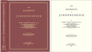 Item #43626 The Elements of Jurisprudence. 1st American edition from the 7th. Thomas Erskine Holland