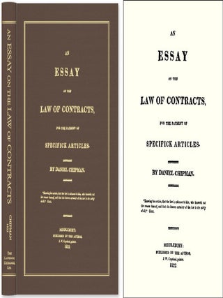 Item #43710 An Essay on the Law of Contracts, for the Payment of Specifick. Daniel Chipman