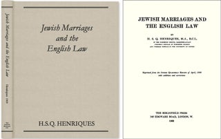 Item #43913 Jewish Marriages and the English Law. H. S. Q. Henriques