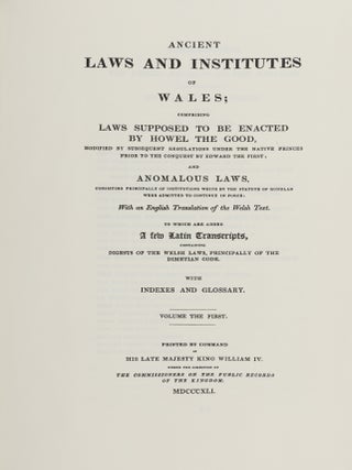 Ancient Laws and Institutes of Wales; Comprising Laws Supposed to...