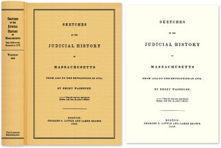 Item #44020 Sketches of the Judicial History of Massachusetts From 1630 to the. Emory Washburn