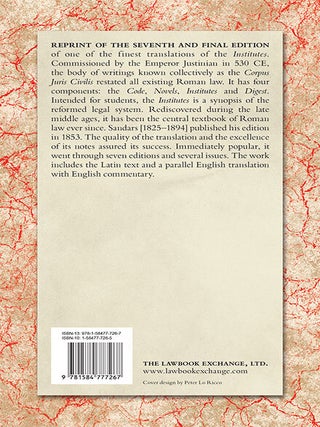 The Institutes of Justinian, With English Introduction, Translation...