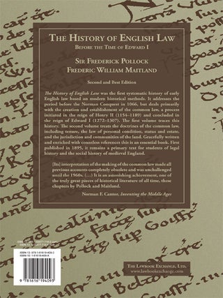 The History of English Law Before the Time of Edward I. 2d ed. 2 Vols
