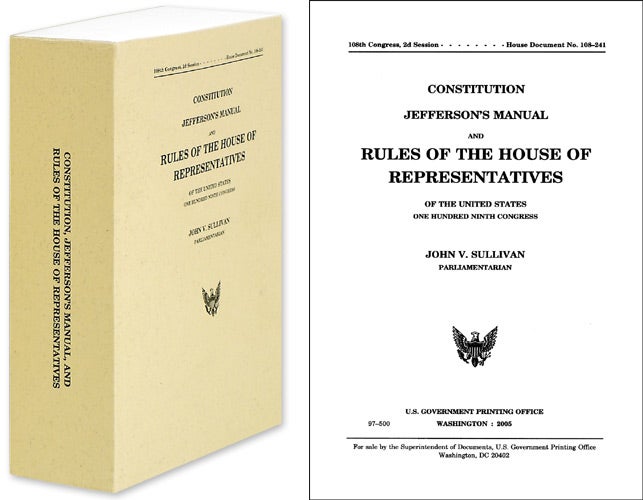 Item #45505 Constitution, Jefferson's manual and rules of the House of. John V. Sullivan, Thomas Jefferson.