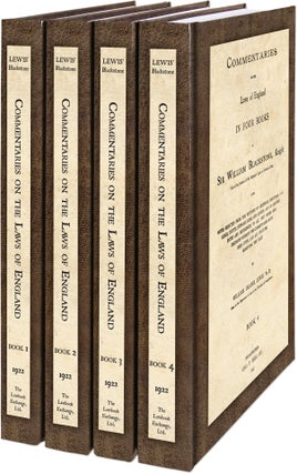 Item #47116 Commentaries on the Laws of England in Four Books, With Notes. Sir William...