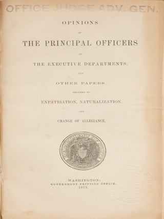 Opinions of The Principal Officers of the Executive Departments...