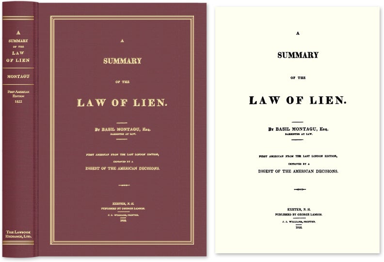 A Summary of the Law of Lien Basil Montagu