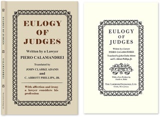 Item #48462 Eulogy of Judges. HARDCOVER. Piero. John Clarke Adams Calamandrei