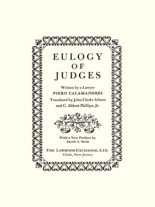Eulogy of Judges. HARDCOVER