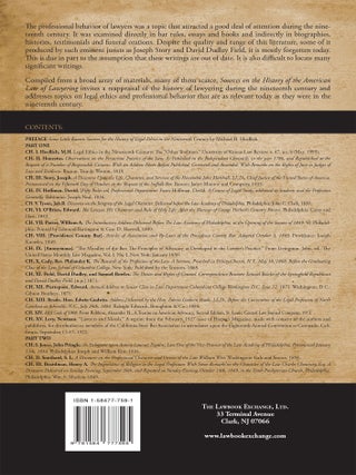 Sources of the History of the American Law of Lawyering. Hardcover