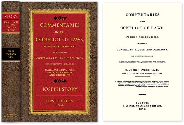 Item #48508 Commentaries on the Conflict of Laws Foreign and Domestic in Regard. Joseph Story.