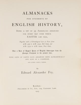 Almanacks for Students of English History, Being a Set of 35 Almanacks