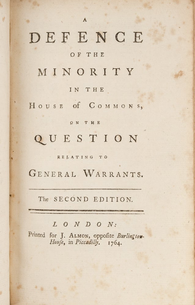 Item #49489 A Defence of the Minority in the House of Commons, On the Question. Charles Townsend, Attributed.