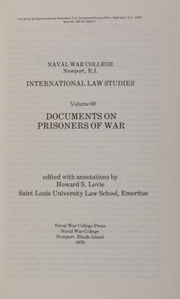 Item #49881 Documents on Prisoners of War. Howard S. Levie