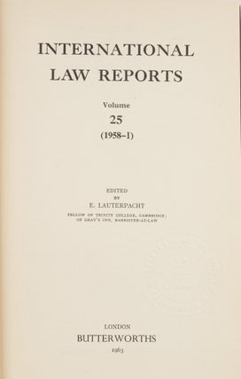 International Law Reports. Volume 25. Year 1958-I