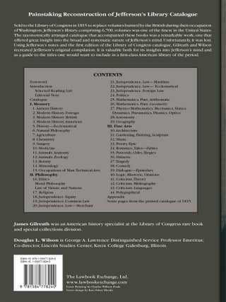 Thomas Jefferson's Library A Catalog with the Entries in His Own Order