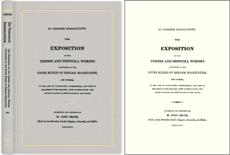 Item #50215 De Verborum Significatione: The Exposition of the Termes and. John Skene.