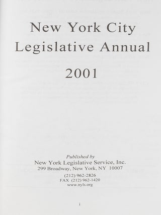 New York City Legislative Annual. 2001