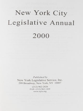 New York City Legislative Annual. 2000