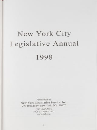 New York City Legislative Annual. 1998