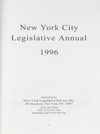 New York City Legislative Annual. 1996