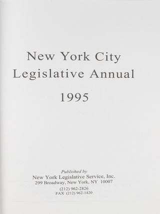 New York City Legislative Annual. 1995