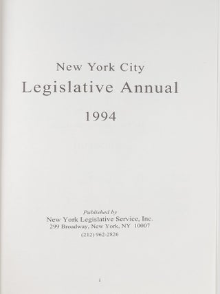 New York City Legislative Annual. 1994
