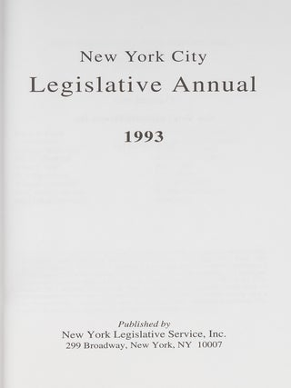 New York City Legislative Annual. 1993