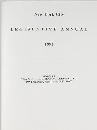New York City Legislative Annual. 1992