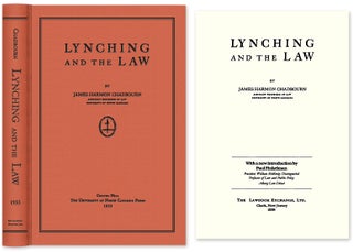 Item #50506 Lynching and the Law. With New Intro. by Paul Finkelman. James Harmon Chadbourn, new...