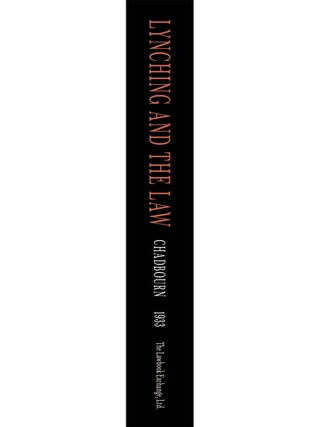 Lynching and the Law. With New Intro. by Paul Finkelman