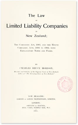 Item #51208 The Law of Limited Liability Companies in New Zealand; The Companies. New Zealand,...
