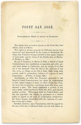 Item #51681 Point San Jose. Supplementary Brief. in Behalf of Claimants [caption]. Trial,...