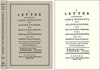 Item #52029 A Letter Concerning Libels, Warrants, The Seizure of Papers, and. John Father of...