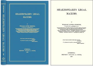 Item #52143 Shakespeare's Legal Maxims. William Lowes Rushton