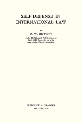 Self Defense in International Law.