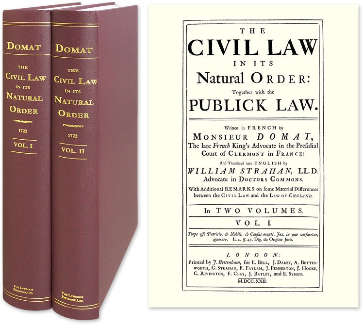 Item #52414 The Civil Law in its Natural Order: Together with the Publick Law. Jean Domat.