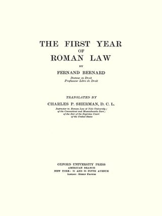 The First Year of Roman Law.