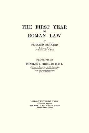 The First Year of Roman Law.