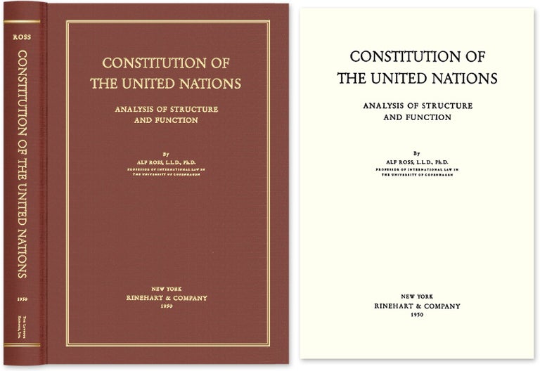 Item #52417 Constitution of the United Nations: Analysis of Structure and Function. Alf Ross.