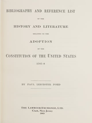 Bibliography and Reference List... History Literature... Constitution