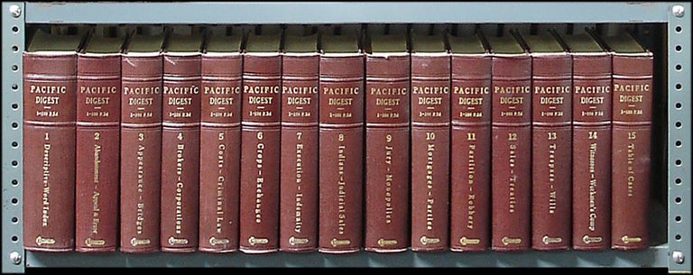 Item #52845 Pacific Digest 2d. vols. 1-100 P.2d, in 15 books. (1931-1941). West Publishing.
