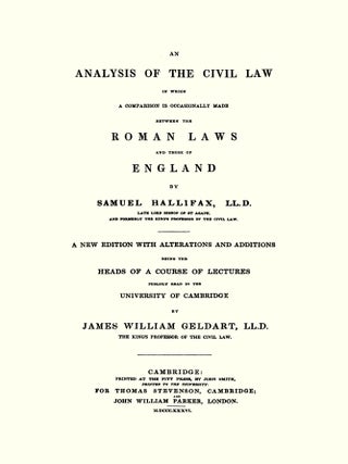An Analysis of the Civil Law, In Which a Comparison Is Occasionally...