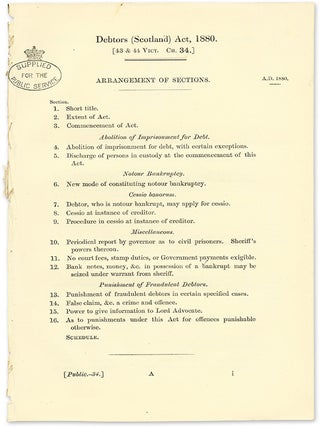 Item #52954 An Act to Abolish Imprisonment for Debt, And to Provide for the. Debtors, Scotland