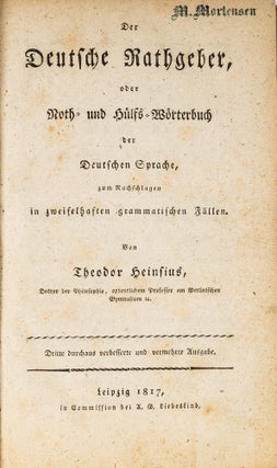 Item #52961 Der Deutsche Rathgeber, Oder Alphabetisches Noth- und Hulfs. Theodor Heinsius