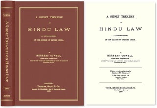 Item #53071 A Short Treatise on Hindu Law. Herbert Cowell, Steve Sheppard, new intro