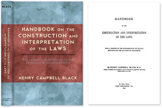 Item #53074 Handbook on the Construction and Interpretation of the Laws With a. Henry Campbell Black