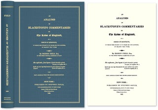 Item #53259 An Analysis of Blackstone's Commentaries on the Laws of England in. Barron Field, Sir...