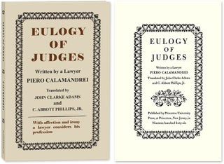 Item #53418 Eulogy of Judges. Paperback edition. Piero. John Clarke Adams Calamandrei